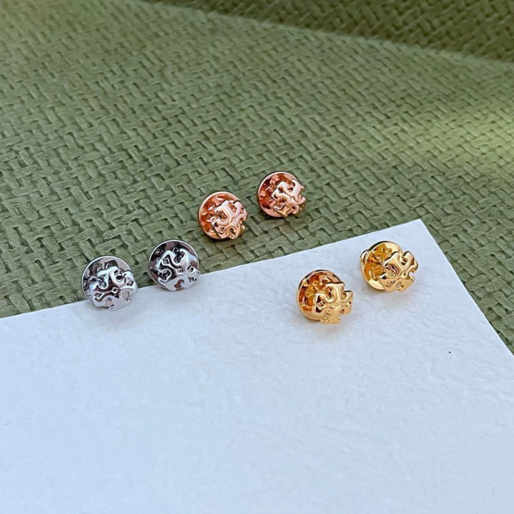 Tory Burch Letter Metal Mini Earrings